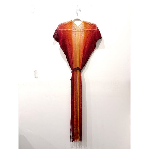 NWT Luli Fama Sunshine Addict Poncho Long Kaftan Cover Up Sunset One Size - Picture 4 of 7